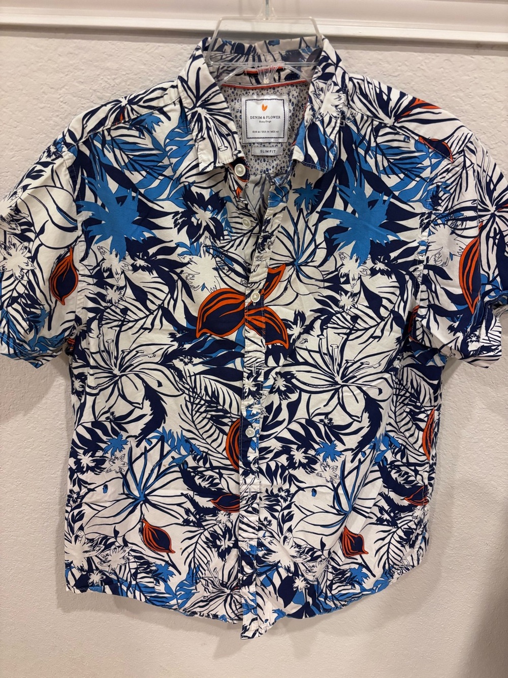 Denim & Flower Ricky Singh Men’s floral button up short sleeve size M